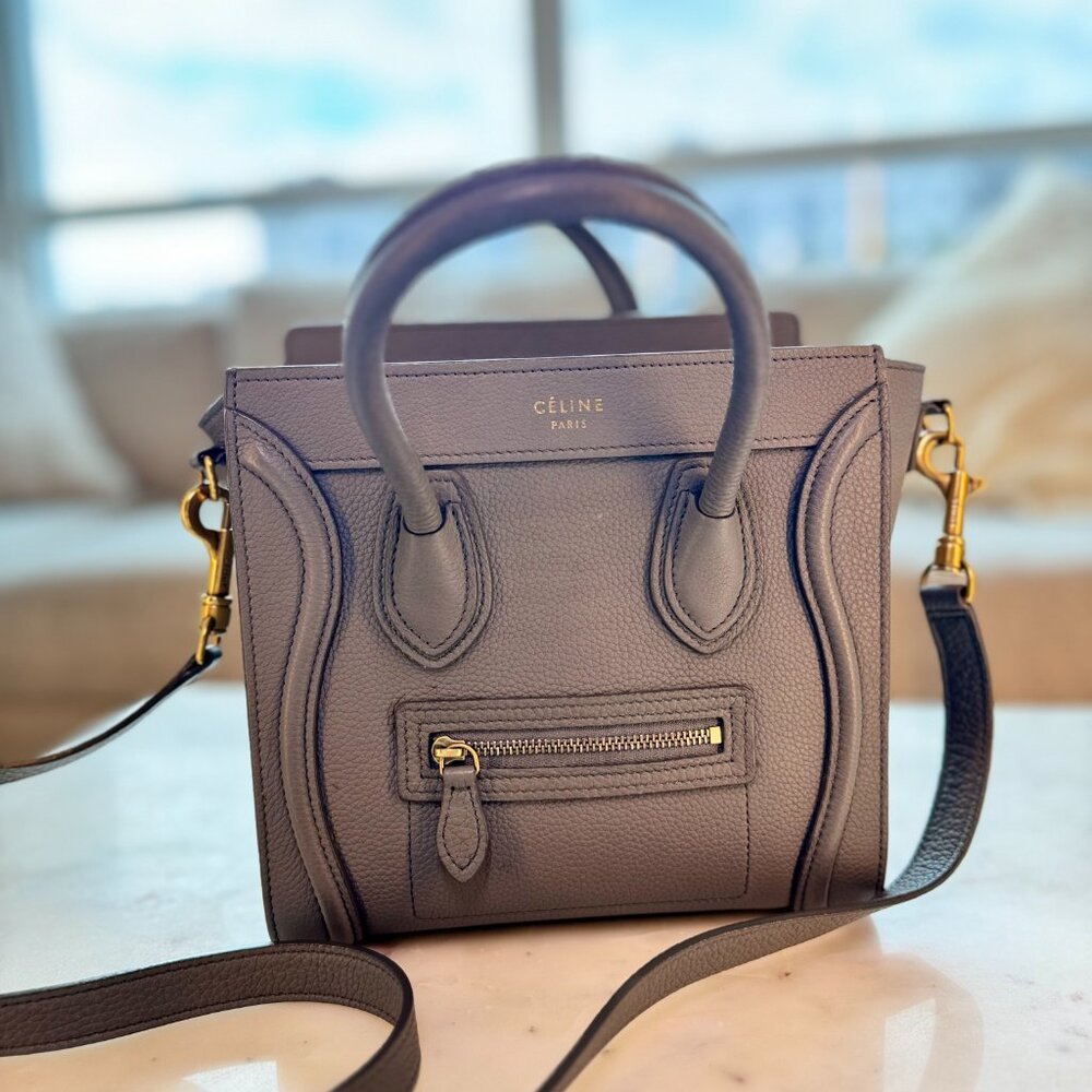 Celine Nano Luggage in Baby Drummed Calfskin Kohl - Picture 3 of 8